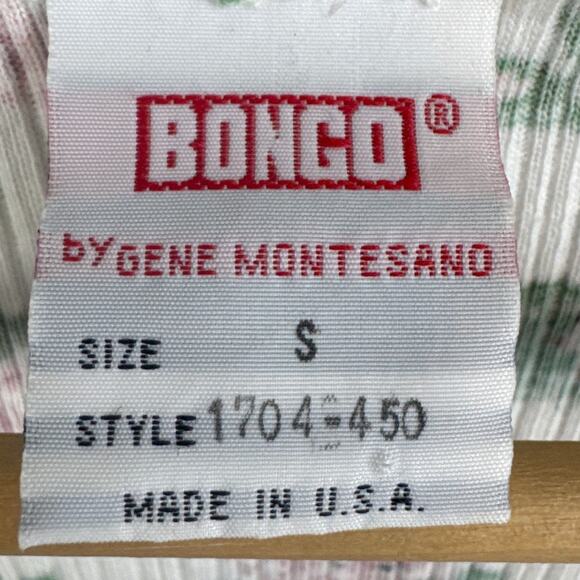 Y2K Vintage Bongo Blouse Floral Ribbed Knit Lace Neckline Button Front Size S - Picture 6 of 7